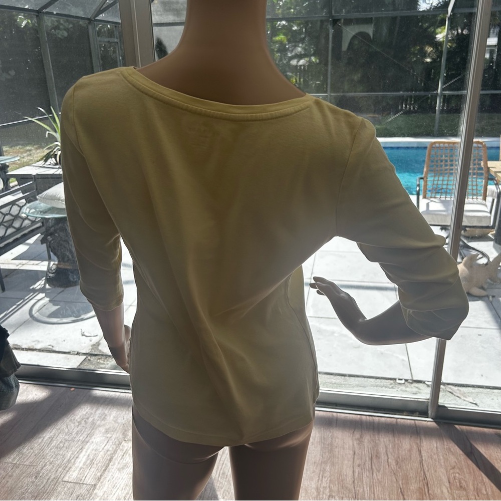 Talbots Petite Small Tops Lot 2 | 3/4 Sleeve Cotton Coral & Butter Yellow Basics - Picture 7 of 10